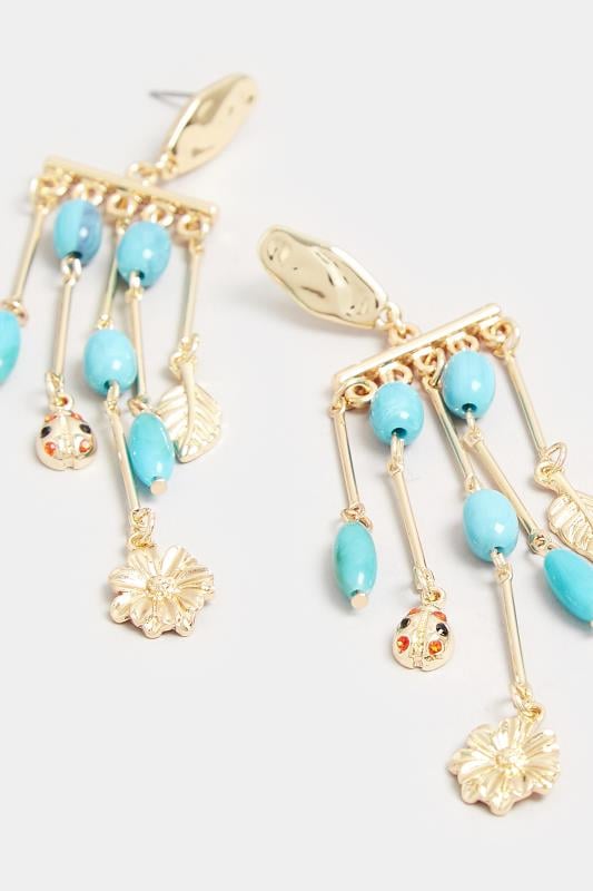 Evans Yours Gold Tone Beaded Statement Drop Earrings