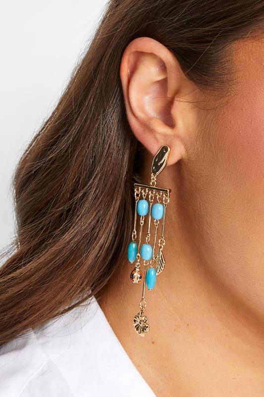 evans Yours Gold Tone Beaded Statement Drop Earrings