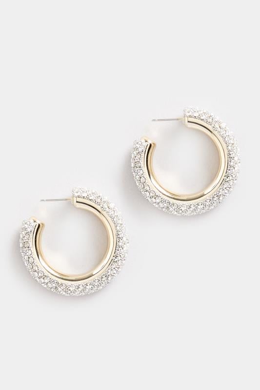 Evans Yours Gold Tone Diamante Chunky Hoop Earrings