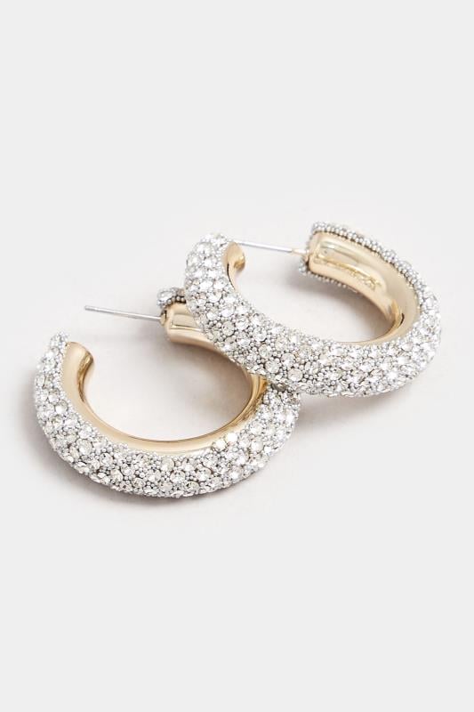 Evans Yours Gold Tone Diamante Chunky Hoop Earrings