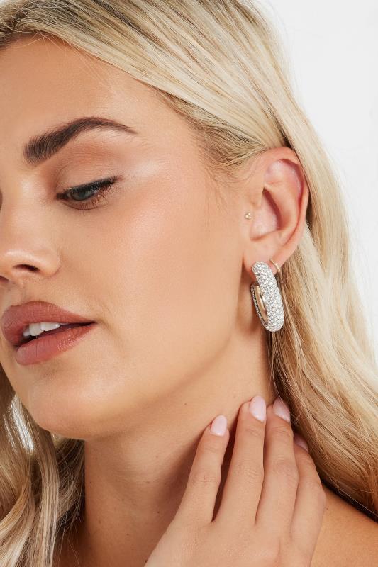 evans Yours Gold Tone Diamante Chunky Hoop Earrings