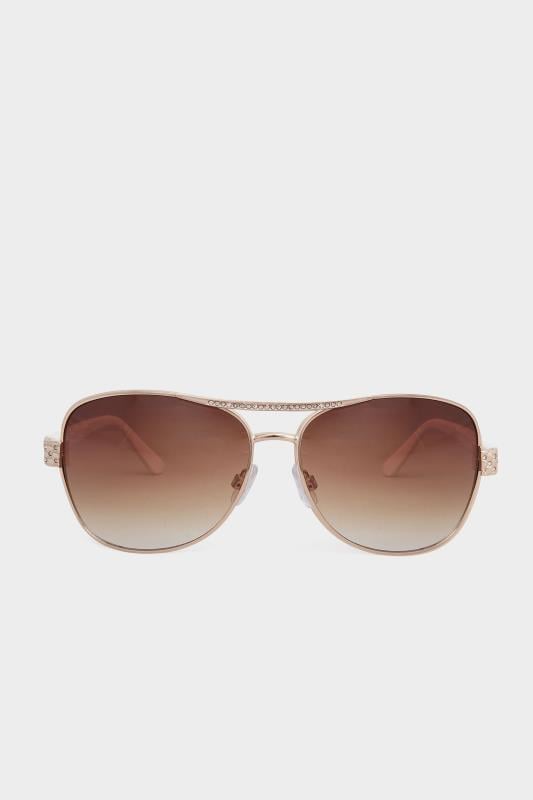 Evans Yours Gold Tone Diamante Detail Aviator Sunglasses