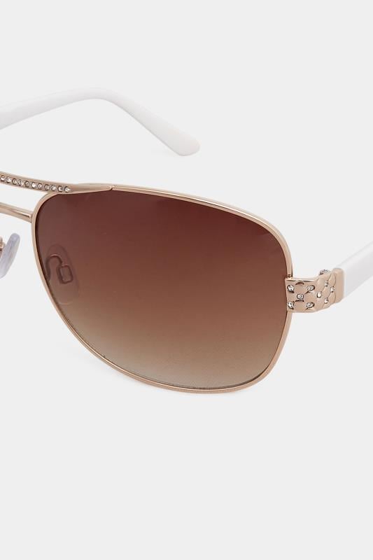 Evans Yours Gold Tone Diamante Detail Aviator Sunglasses