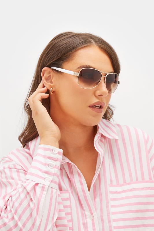 evans Yours Gold Tone Diamante Detail Aviator Sunglasses