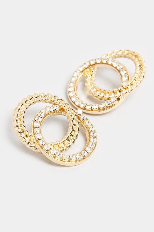Evans Yours Gold Tone Diamante Double Twisted Circle Earrings