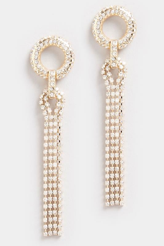 Evans Yours Gold Tone Diamante Drop Tassel Earrings