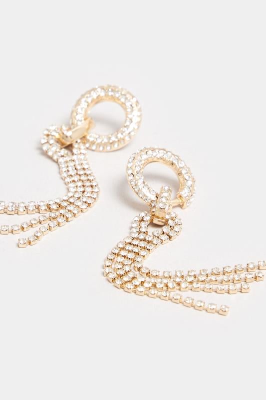 Evans Yours Gold Tone Diamante Drop Tassel Earrings