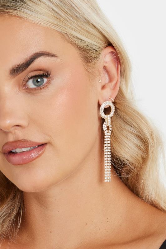 evans Yours Gold Tone Diamante Drop Tassel Earrings