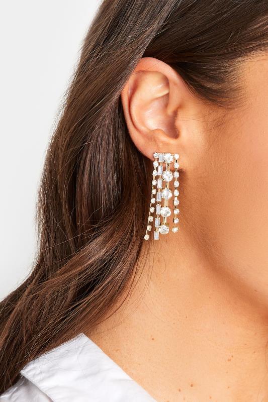 evans Yours Gold Tone Diamante Tassel Drop Earrings