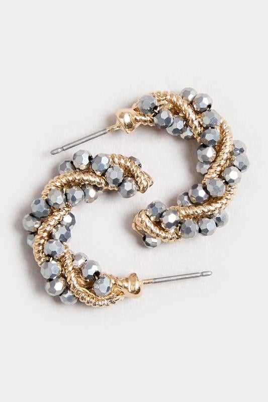 Evans Yours Gold Tone Diamante Twisted Hoop Earrings