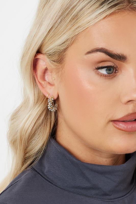 evans Yours Gold Tone Diamante Twisted Hoop Earrings