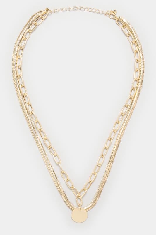 Evans Yours Gold Tone Disc Pendant Layered Necklace