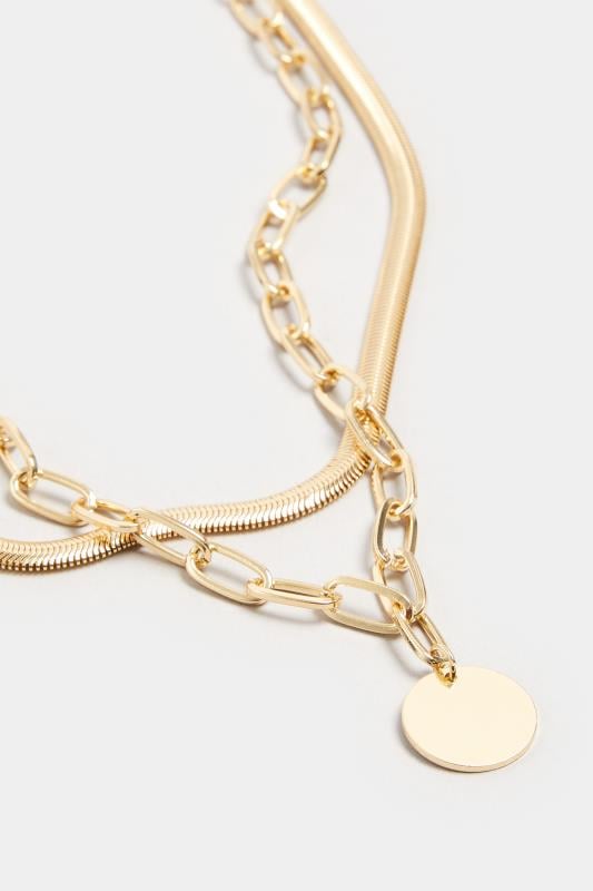 Evans Yours Gold Tone Disc Pendant Layered Necklace