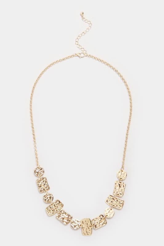 Evans Yours Gold Tone Hammered Disc Pendant Necklace