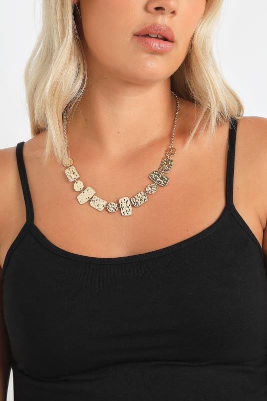 evans Yours Gold Tone Hammered Disc Pendant Necklace
