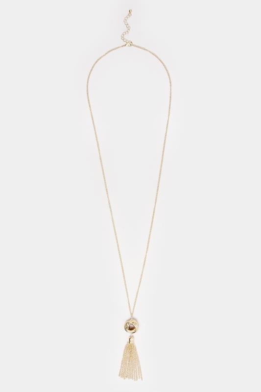 Evans Yours Gold Tone Knot Tassel Longline Necklace