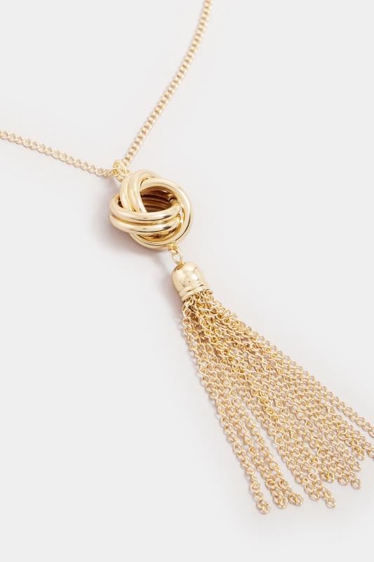 Evans Yours Gold Tone Knot Tassel Longline Necklace