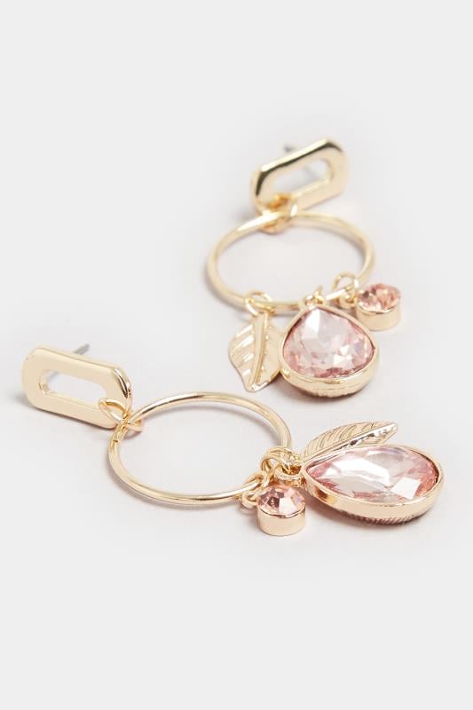 Evans Yours Gold Tone Leaf & Diamante Charm Drop Earrings