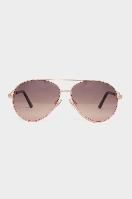 Evans Yours Gold Tone Rectangle Arm Aviator Sunglasses