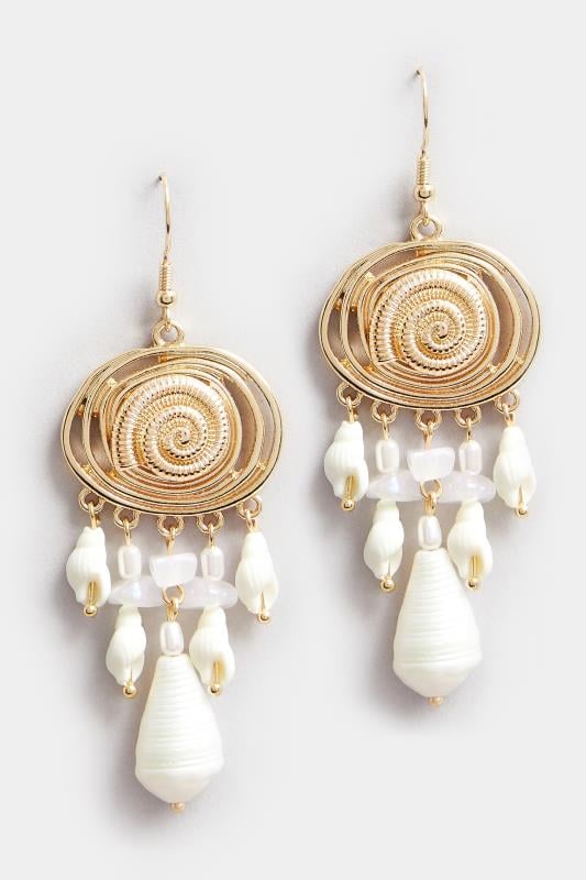 Evans Yours Gold Tone Shell Detail Statement Earrings