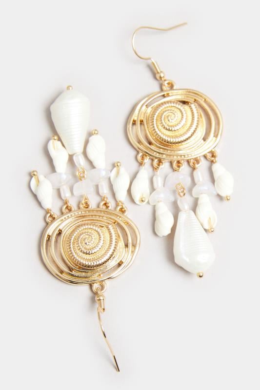 Evans Yours Gold Tone Shell Detail Statement Earrings