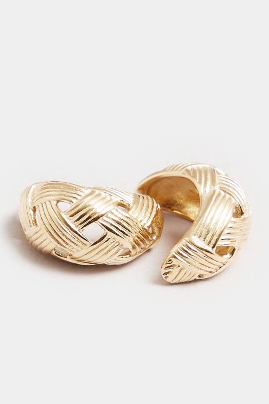 Evans Yours Gold Tone Stainless Steel Lattice Earrings