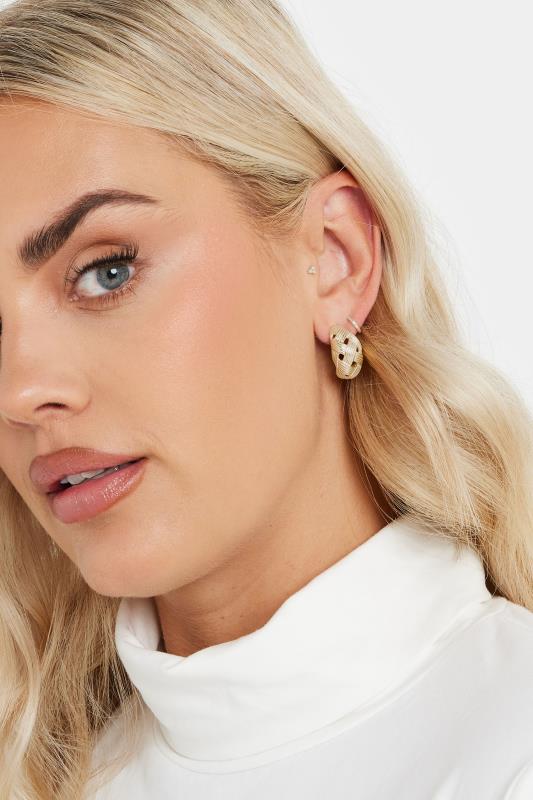 evans Yours Gold Tone Stainless Steel Lattice Earrings