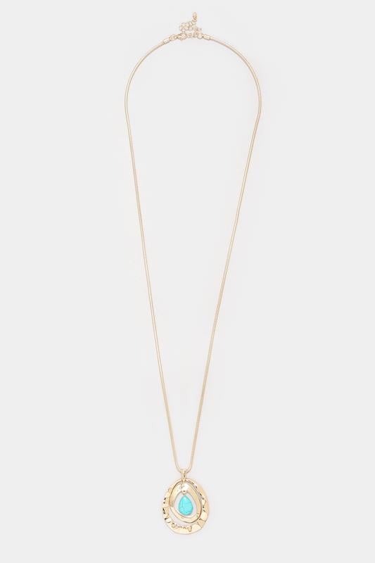 Evans Yours Gold Tone Stone Detail Circle Long Necklace