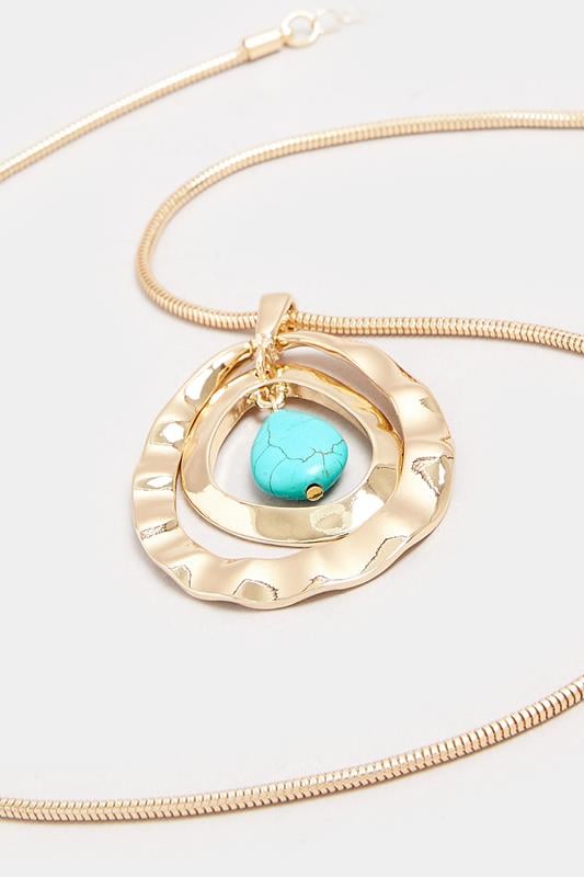 Evans Yours Gold Tone Stone Detail Circle Long Necklace