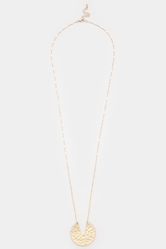 Evans Yours Gold Tone Textured Circle Pendant Necklace