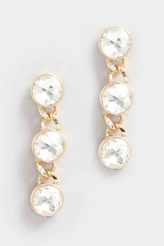 Evans Yours Gold Tone Triple Diamante Drop Earrings