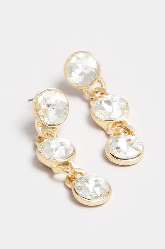 Evans Yours Gold Tone Triple Diamante Drop Earrings