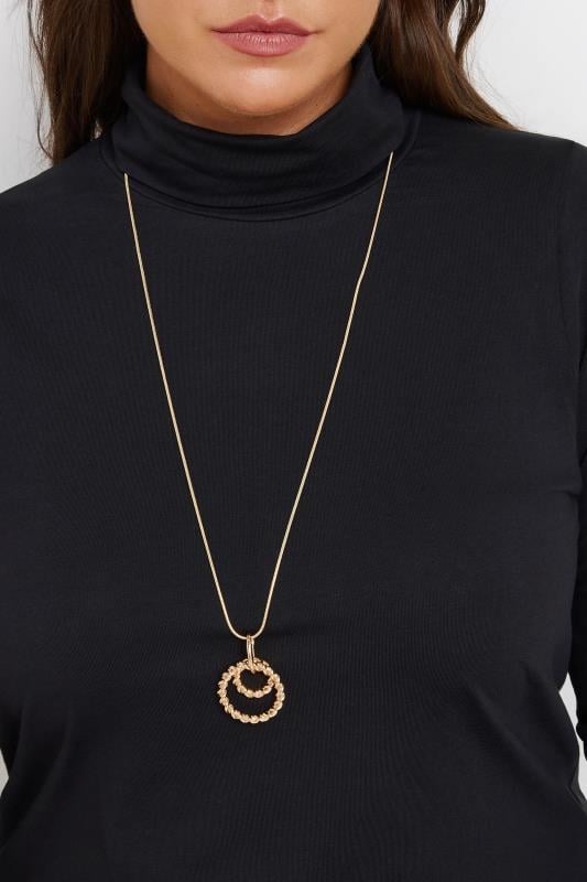 evans Yours Gold Tone Twist Pendant Longline Necklace