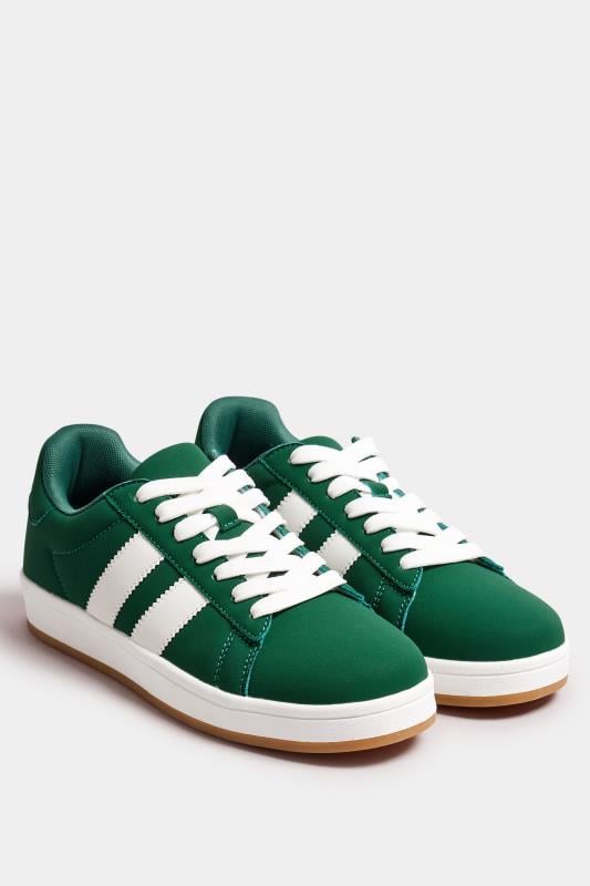 Evans Yours Green Padded Lace Up Trainers In Wide E Fit