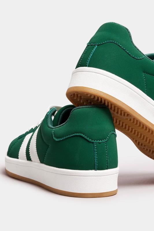 Evans Yours Green Padded Lace Up Trainers In Wide E Fit