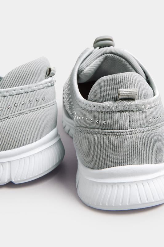 Evans Yours Grey Embellished Trainers In Wide E Fit & Extra Wide EEE Fit