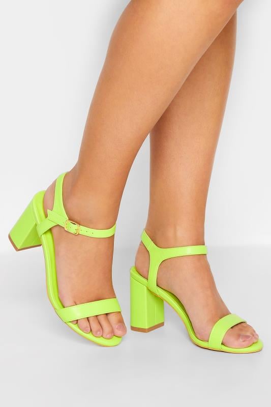 evans YOURS Lime Green Block Heel Sandal In Wide E Fit & Extra Wide Fit