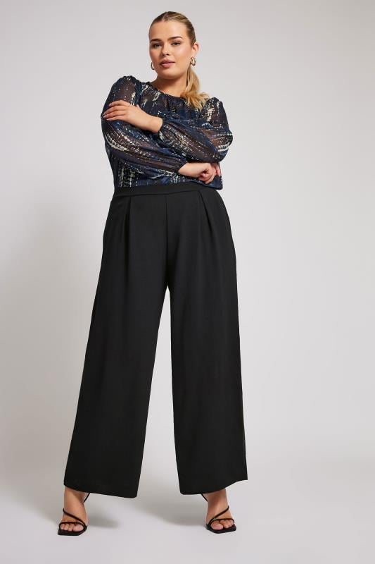 Evans YOURS LONDON Curve Black Crepe Wide Leg Trousers
