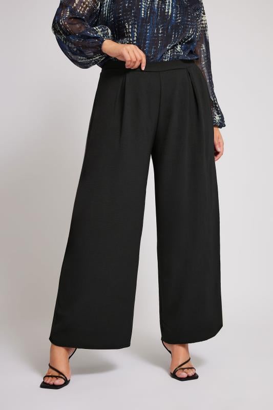 Evans YOURS LONDON Curve Black Crepe Wide Leg Trousers