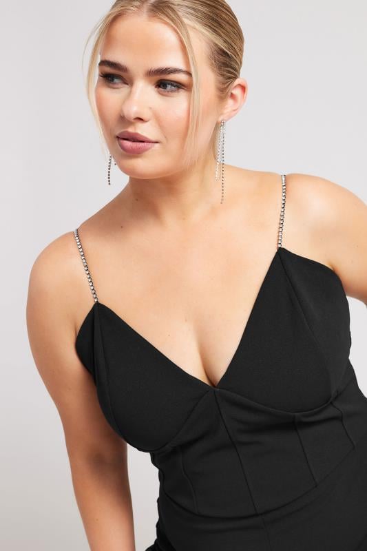 Evans YOURS LONDON Curve Black Diamante Corset Jumpsuit