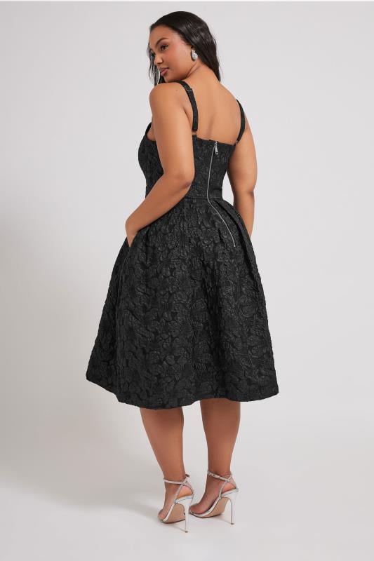 Evans YOURS LONDON Curve Black Floral Jacquard Sweetheart Prom Dress