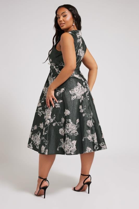 Evans YOURS LONDON Curve Black Floral Premium Satin Metallic Jacquard Midaxi Dress