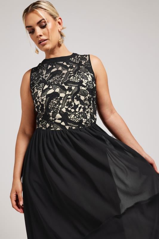 Evans YOURS LONDON Curve Black Lace Bodice Maxi Dress