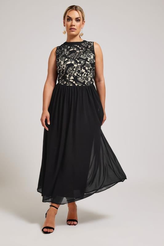evans YOURS LONDON Curve Black Lace Bodice Maxi Dress