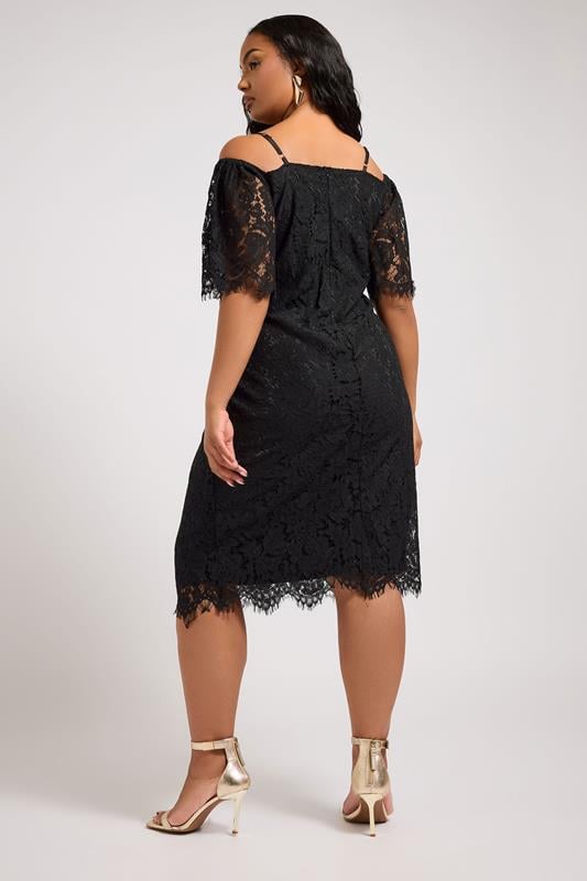 Evans YOURS LONDON Curve Black Lace Cold Shoulder Shift Dress