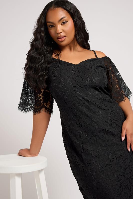 Evans YOURS LONDON Curve Black Lace Cold Shoulder Shift Dress