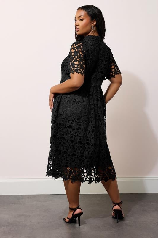 Evans YOURS LONDON Curve Black Lace Crochet Midi Dress