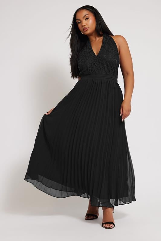Evans YOURS LONDON Curve Black Lace Halterneck Maxi Dress