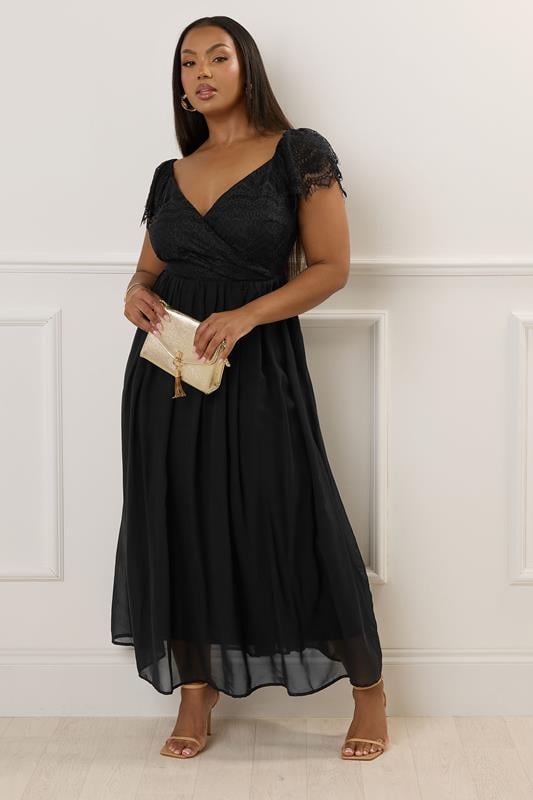 Evans YOURS LONDON Curve Black Lace Maxi Wrap Dress