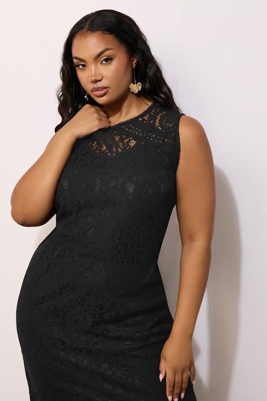 Evans YOURS LONDON Curve Black Lace Midi Shift Dress